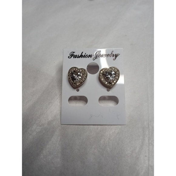 Shiny‎ Expensive Look Rhinestone Heart Shaped Earrings -1 Missing Stone - Picture 1 of 7